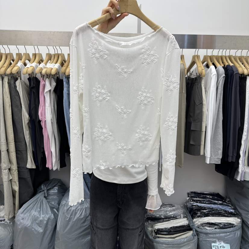 SPECIAL東大門實拍女裝新款職業26春季襯衫蕾絲衫花朵蕾絲SPECIAL襯衫/蕾絲衫