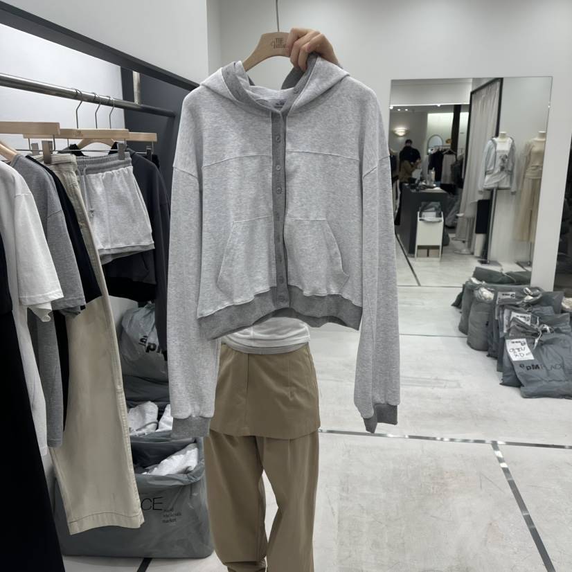 THE VALUE東大門代購女裝新款26春季職業衛衣連帽衫紐扣THE VALUE衛衣