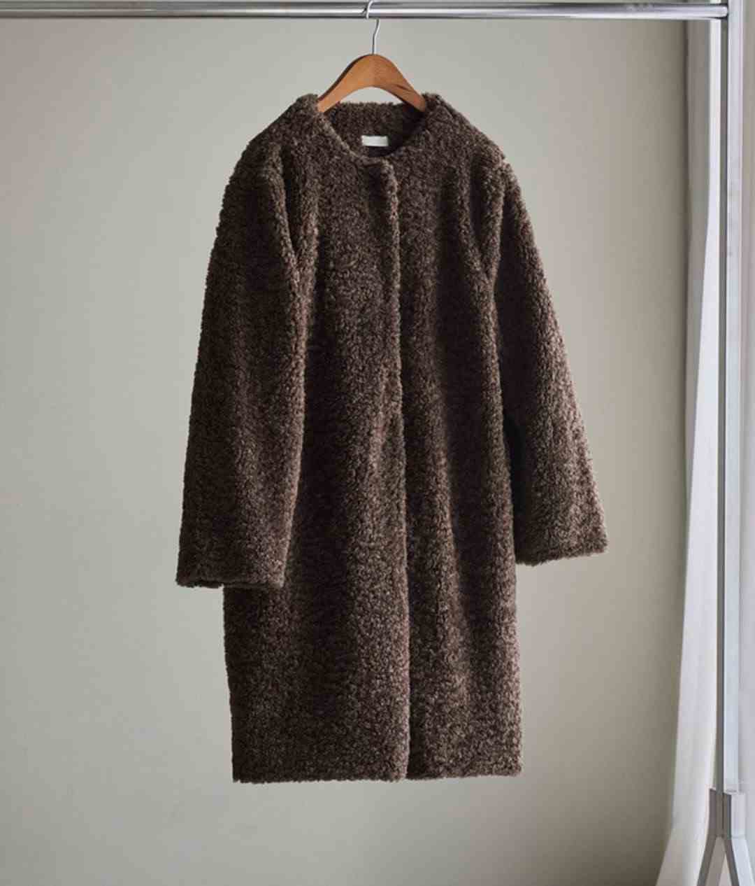 RICCO東大門實拍女士新品時尚人氣職業休閑中長款大衣皮草RICCO中長款大衣