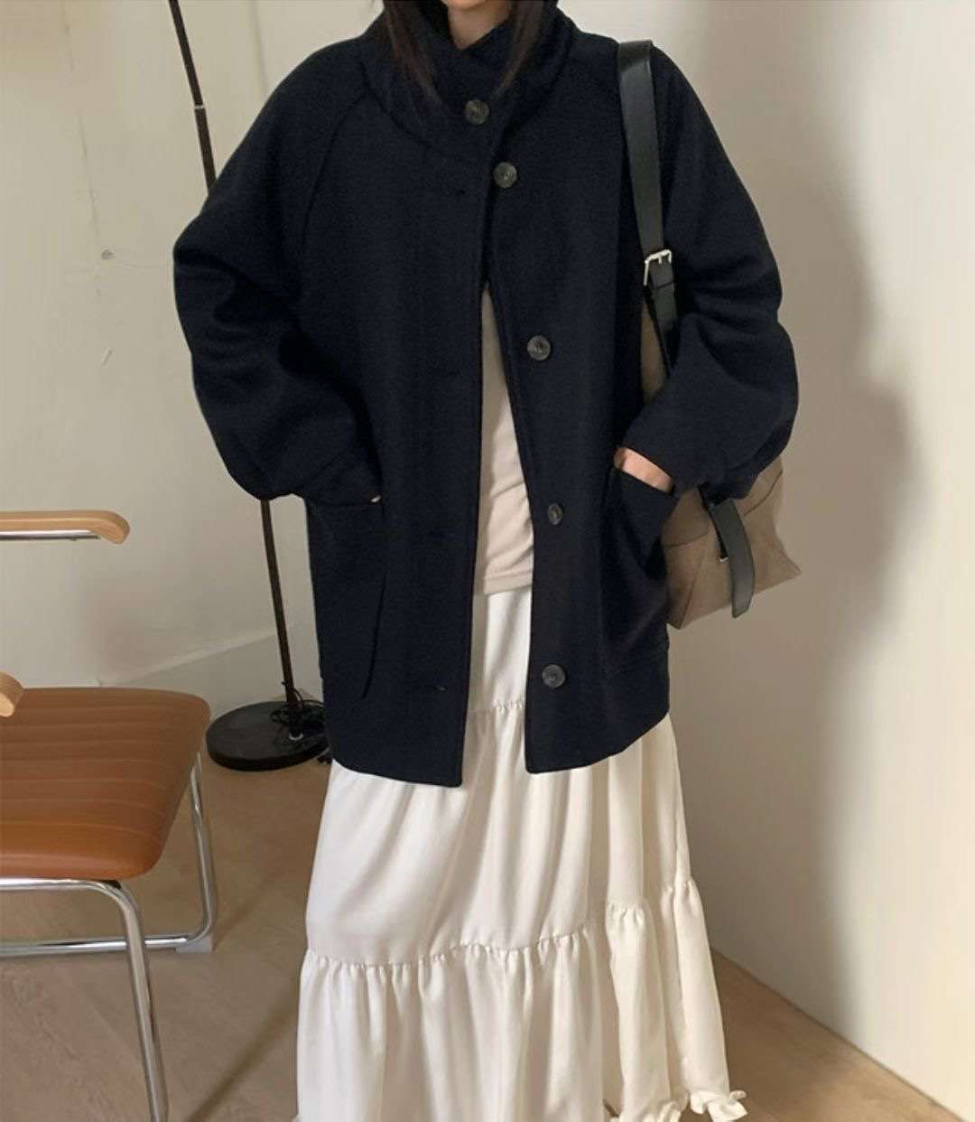 RICCO韓國代購女士新款人氣推薦26春夏真品休閑短款大衣涂層RICCO短款大衣