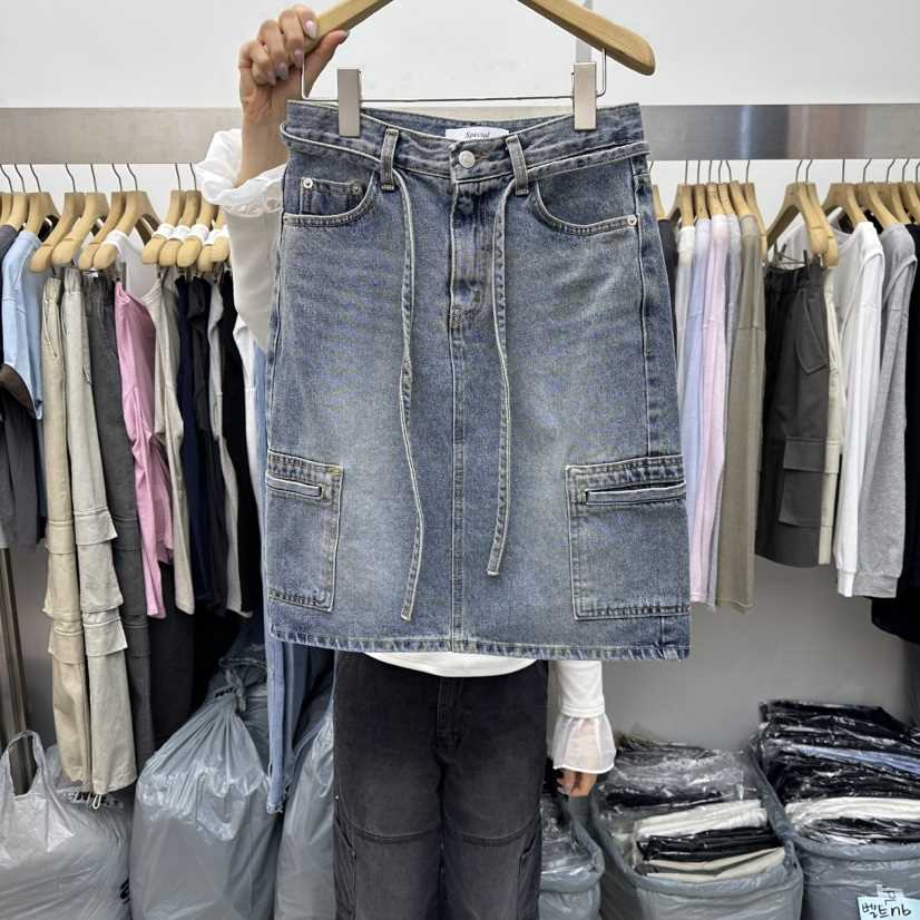 SPECIAL韓國直郵女裝新款26春夏半身裙中短裙含腰繩口袋系帶SPECIAL半身裙/中短裙