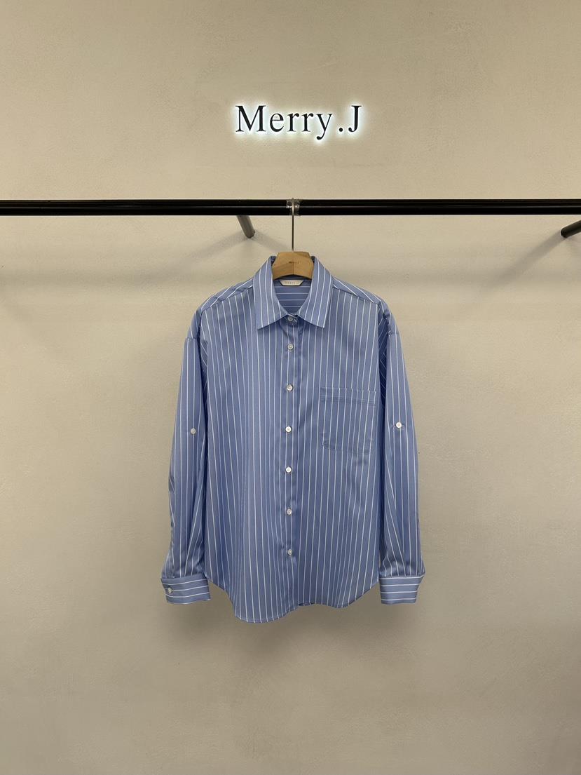 MERRY-J韓國代購女裝新款熱賣時尚真品推薦襯衫蕾絲衫條紋MERRY-J襯衫/蕾絲衫