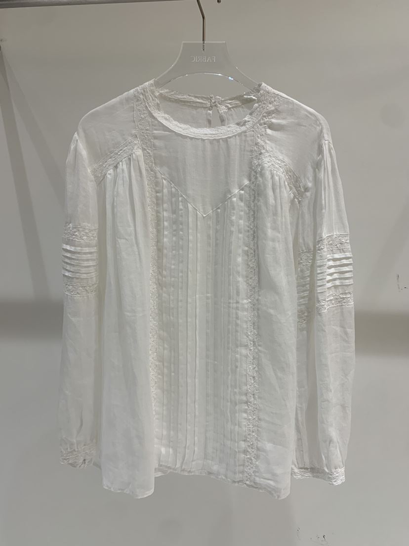 FABRIC韓國代購女裝新品時尚熱賣推薦真品襯衫蕾絲衫褶裥FABRIC襯衫/蕾絲衫
