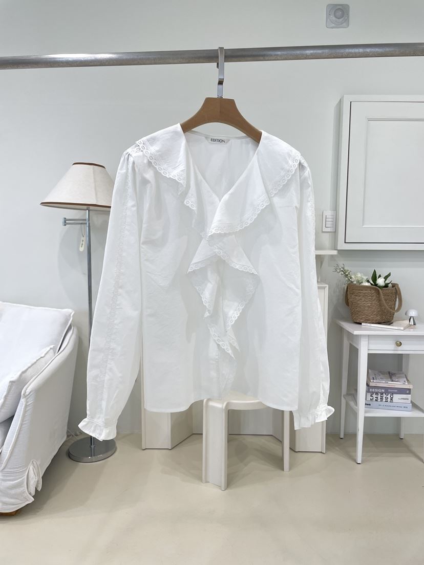 EDITION-P韓國直郵女士新款人氣熱賣休閑襯衫蕾絲衫褶皺EDITION/CHAHEE襯衫/蕾絲衫