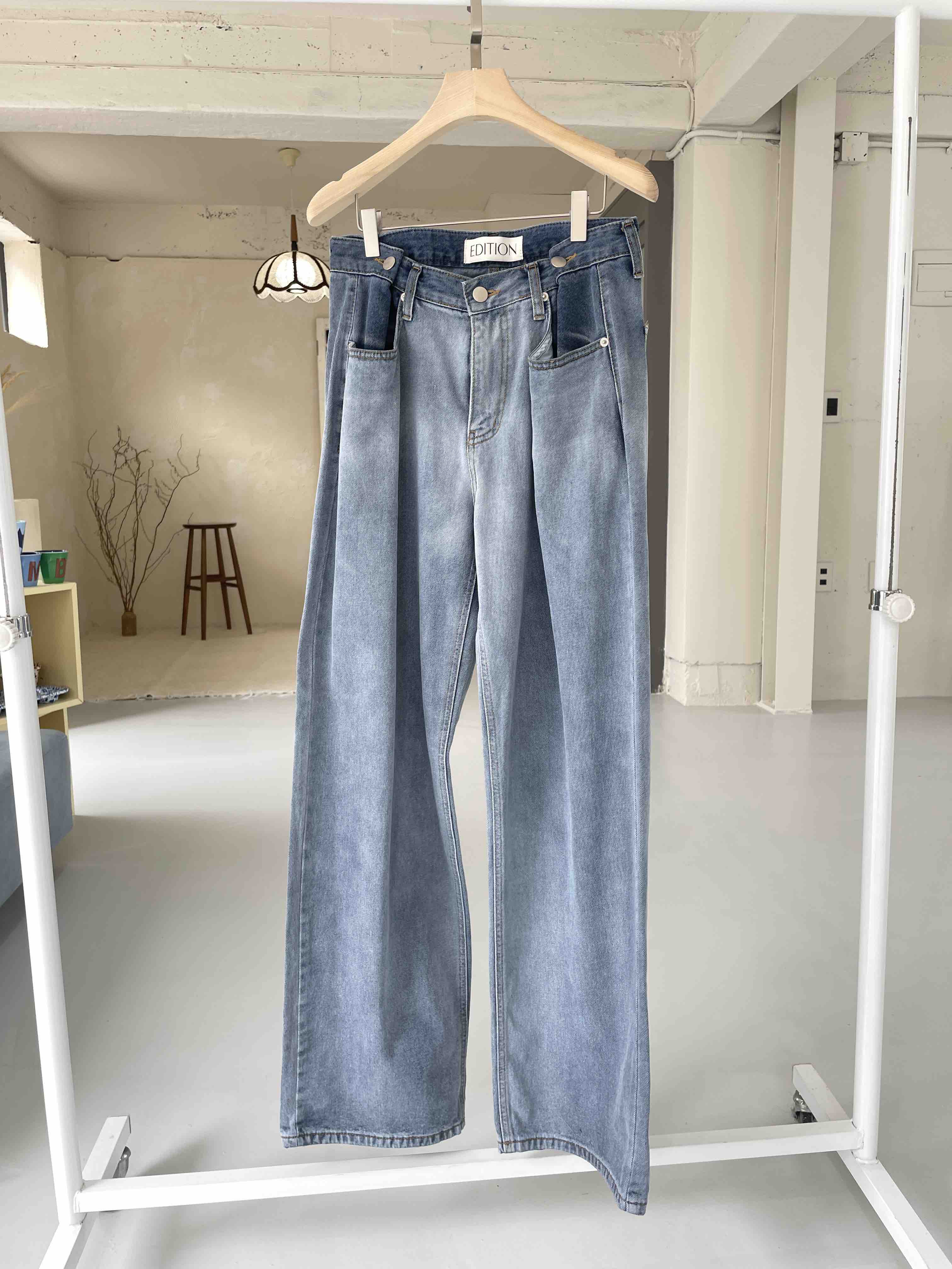 EDITION-P東大門代購女裝新品休閑人氣26春季牛仔褲手工EDITION/CHAHEE牛仔褲