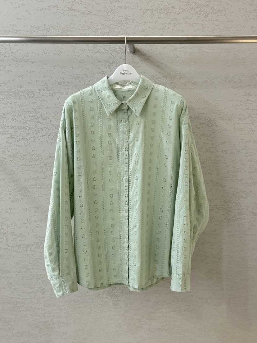 PLAYBUTTON-P東大門直郵女士新品推薦職業時尚襯衫蕾絲衫PLAYBUTTON襯衫/蕾絲衫