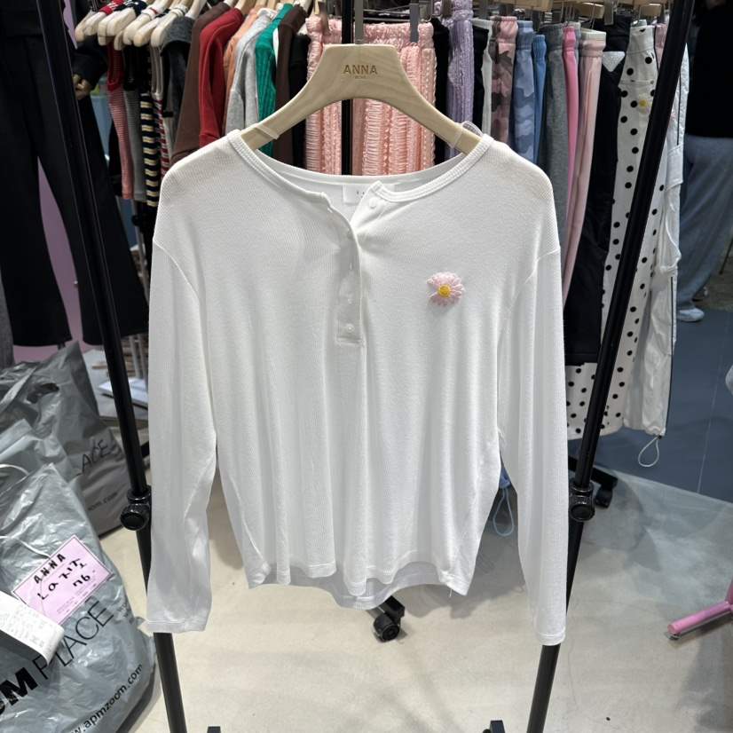 ANNA-P東大門代購女裝新款熱賣人氣職業26春夏長袖T恤紐扣ANNA-P長袖T恤