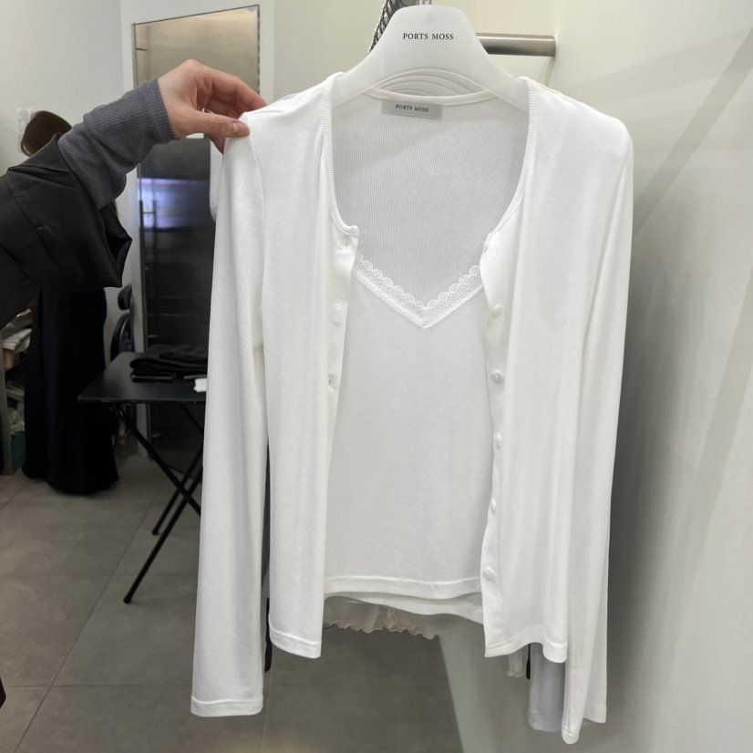 PORTS MOSS東大門實拍女士新款休閑長袖T恤羊毛衫假兩件PORTS MOSS長袖T恤