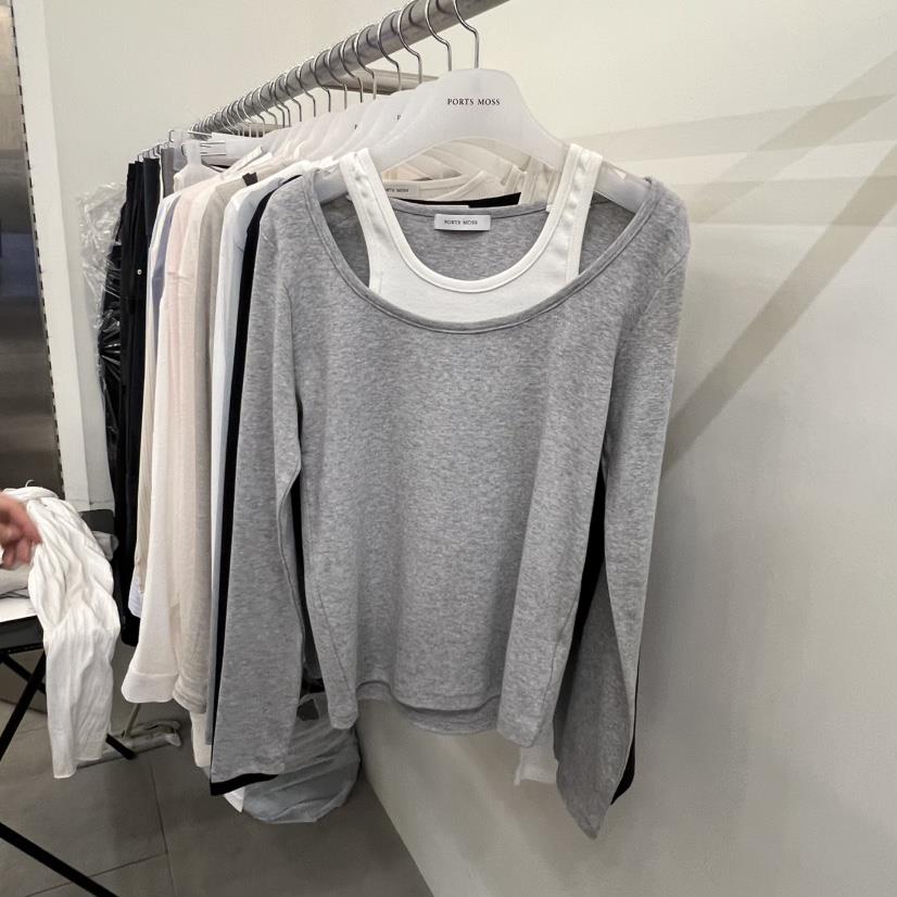PORTS MOSS韓國直郵女士新品熱賣時尚26春季長袖T恤假兩件PORTS MOSS長袖T恤