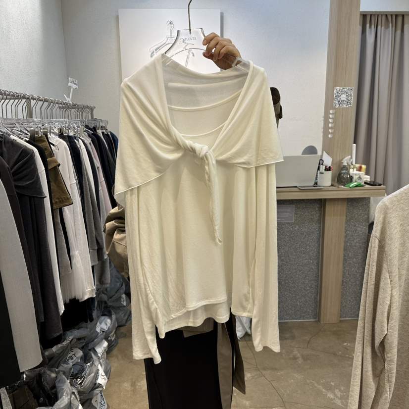 PLOVER東大門代購女士新品休閑熱賣職業時尚推薦長袖T恤披肩PLO_VER長袖T恤