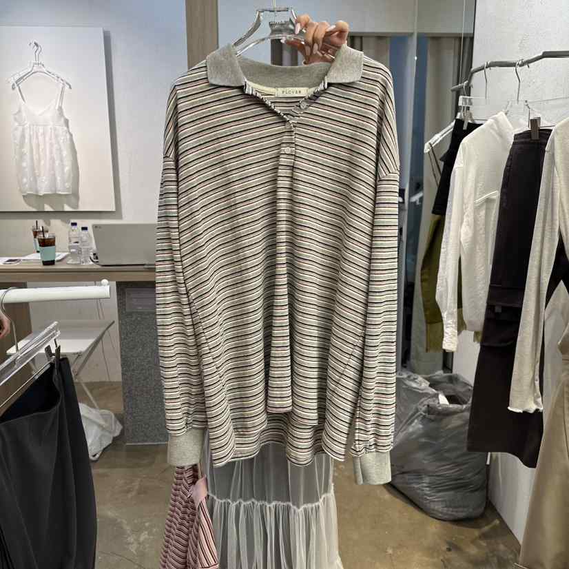 PLOVER韓國代購女裝新品熱賣人氣時尚休閑職業推薦長袖T恤PLO_VER長袖T恤
