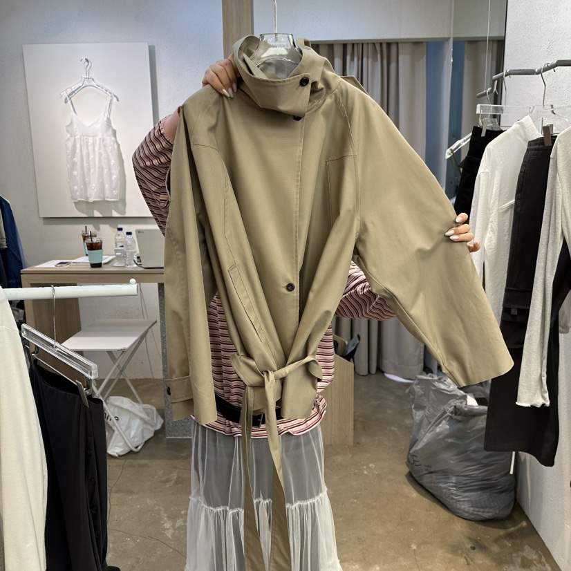 PLOVER東大門實拍女士新款人氣職業熱賣26春季夾克含腰帶高領PLO_VER夾克