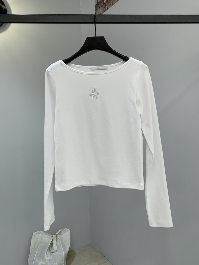 SOFTNESS東大門實拍女裝新品時尚熱賣職業休閑長袖T恤刺繡Softness/Cosmic長袖T恤