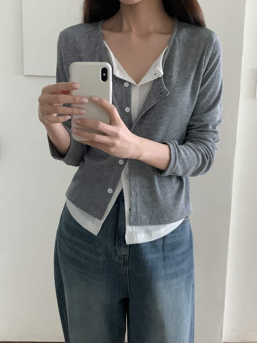 FRILL-T/DADA韓國直郵女士新品推薦時尚休閑套裝柔軟開衫FRILL-T/DADA套裝