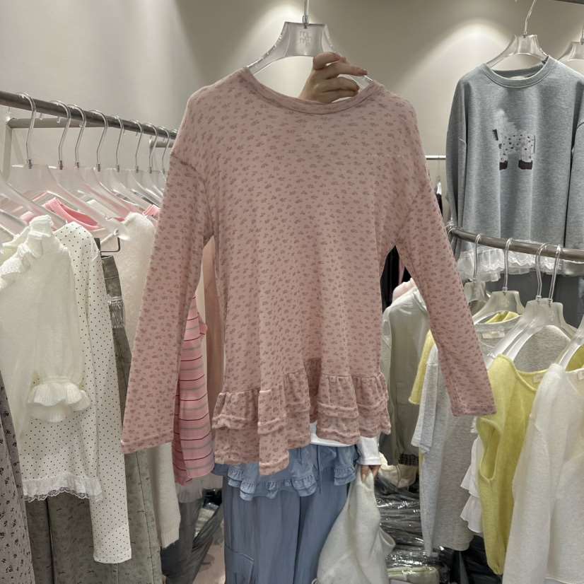 MIMME/LOOKK東大門直郵女裝新品休閑推薦長袖T恤荷葉邊花朵MIMME/LOOKK長袖T恤