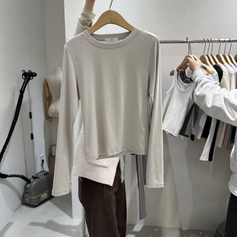 OVU韓國直郵女裝新品推薦職業休閑人氣時尚26春夏長袖T恤OVU長袖T恤