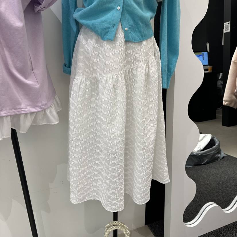 A.CES韓國直郵女士新款休閑職業時尚26春夏推薦長裙刺繡A.CES長裙