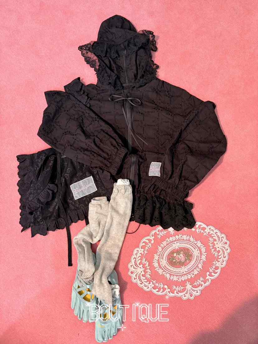 BOUTIQUE-L韓國直郵女士新款26春夏人氣休閑職業夾克蕾絲花BOUTIQUE-L夾克