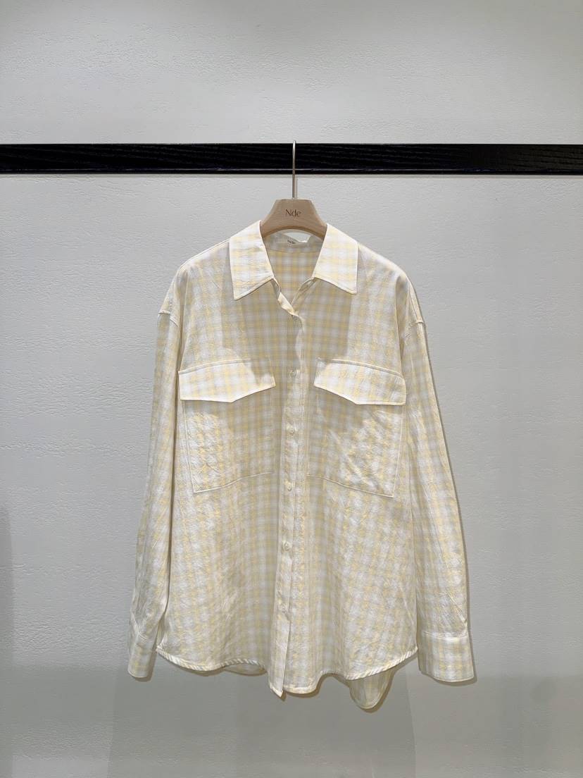 NDE東大門實拍女士新品休閑職業熱賣26春夏襯衫蕾絲衫格紋BOHEME_NDE襯衫/蕾絲衫