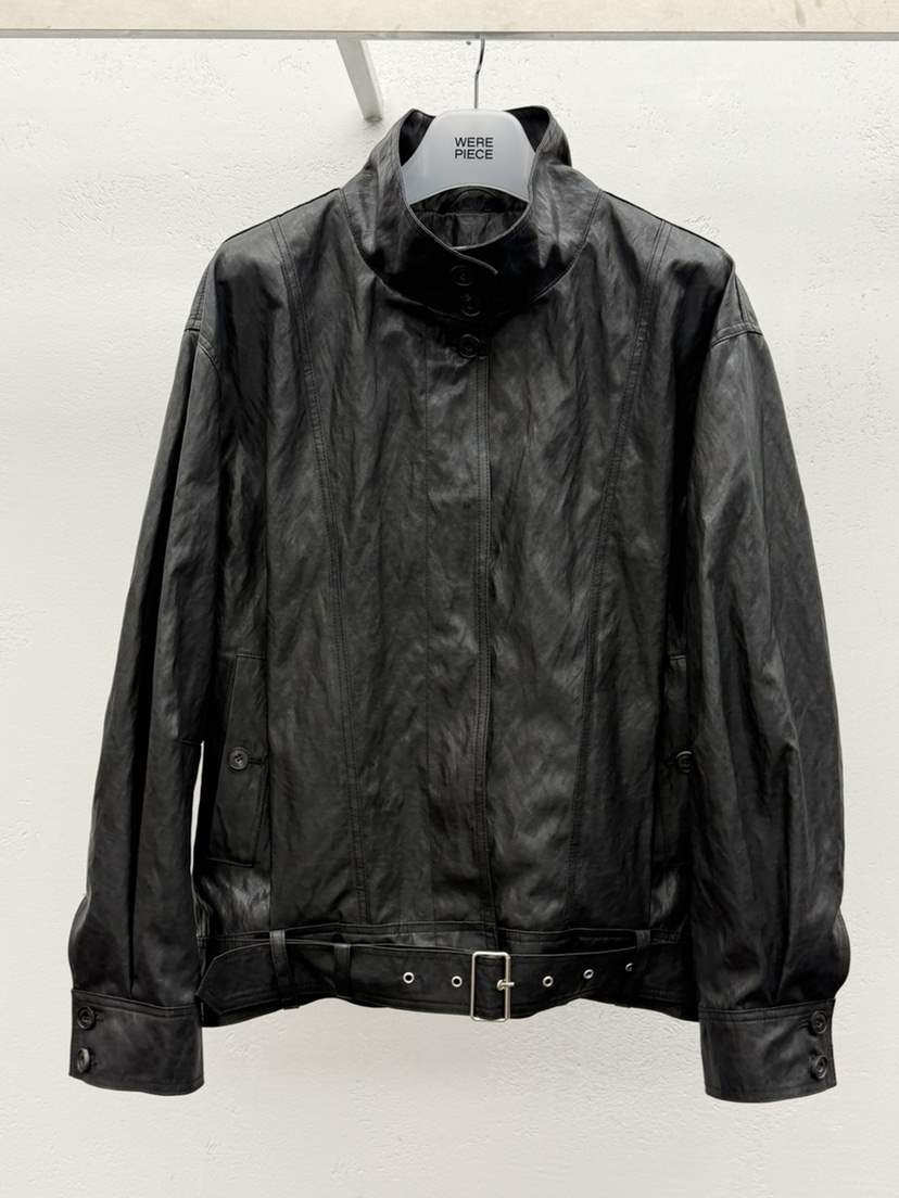 KARE/WEREPIECE東大門實拍女士新款時尚皮衣含腰帶皮革系帶KARE/WEREPIECE皮衣