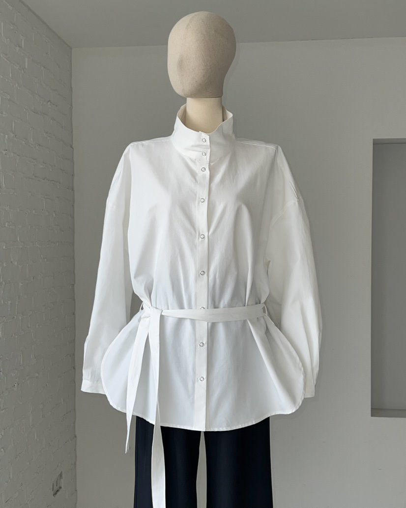 VERNI東大門實拍女士新品真品職業時尚襯衫蕾絲衫含腰帶高領VERNI襯衫/蕾絲衫