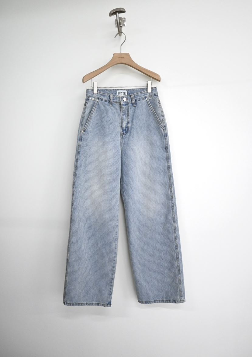 OP PER東大門代購女士新款職業休閑人氣26春夏牛仔褲條紋OPPER-simplebeige牛仔褲