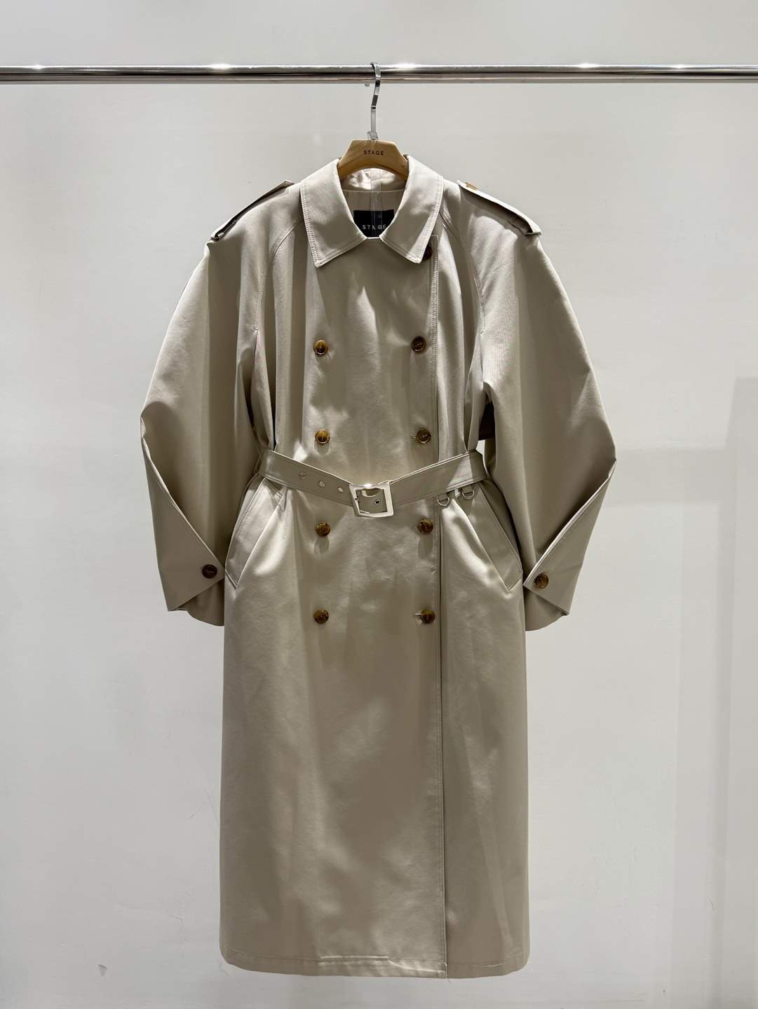 STAGE韓國直郵女裝新款26春夏真品人氣休閑長款風衣含腰帶STAGE長款風衣