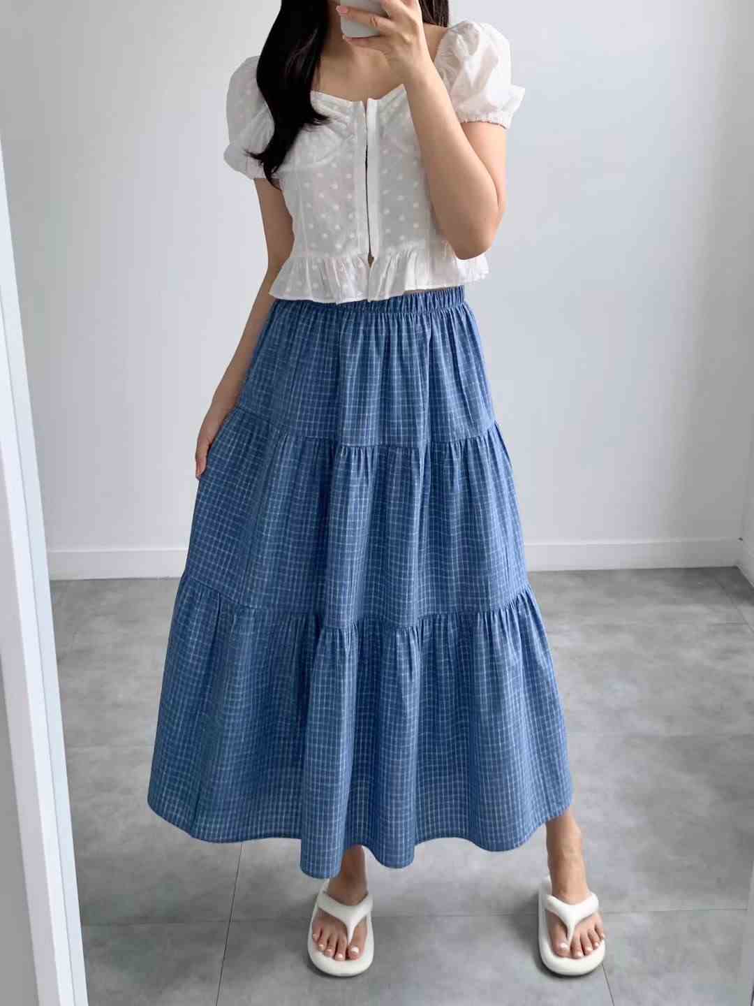 BRAND MARKET-브랜드마켓-T東大門代購女士新款休閑長裙格子BRAND MARKET-2件起長裙