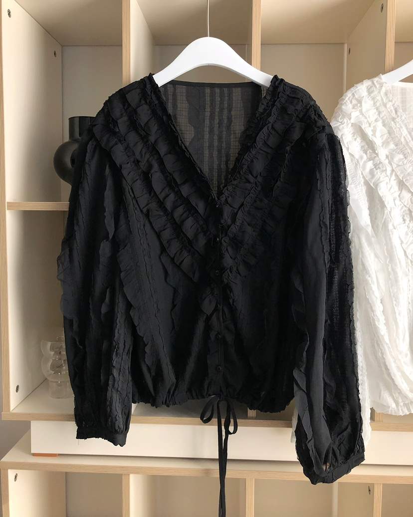 LOVE PULL東大門代購女裝新款職業推薦熱賣襯衫蕾絲衫褶皺LOVE PULL襯衫/蕾絲衫