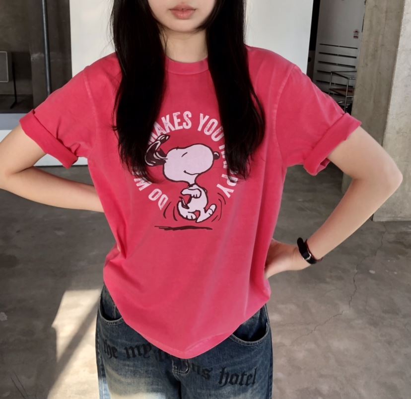 GLAD SOME東大門實拍女裝新款熱賣時尚26春夏職業T恤史努比GLAD SOMET恤