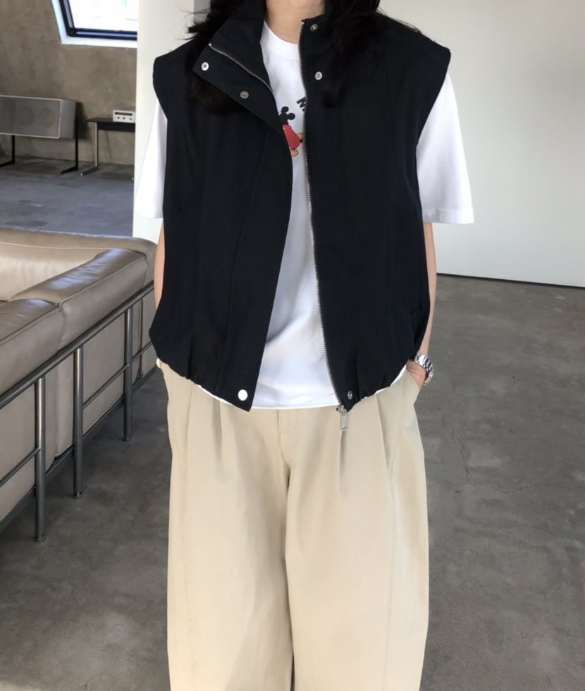 GLAD SOME東大門實拍女裝新款職業推薦熱賣馬甲拉鏈棉質GLAD SOME馬甲