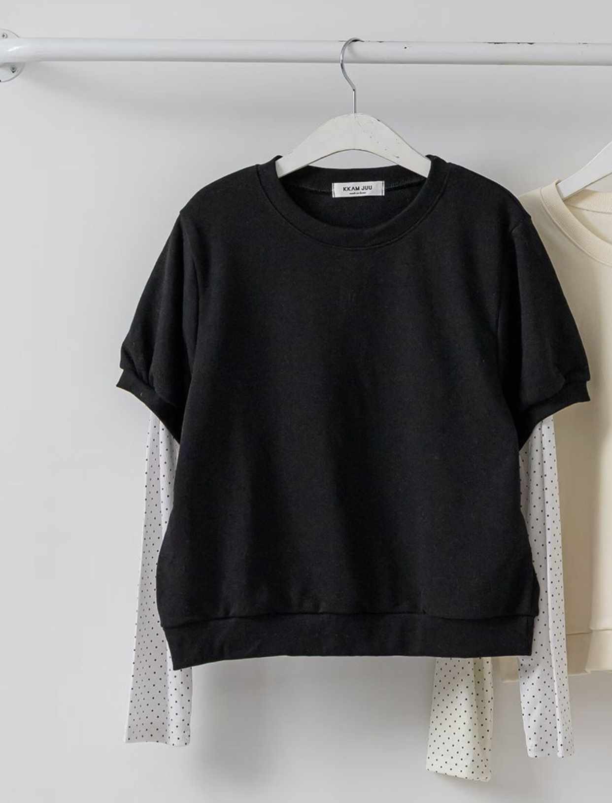 KKANNJUU韓國直郵女士新品休閑26春夏推薦熱賣長袖T恤假兩件KKAMJUU長袖T恤
