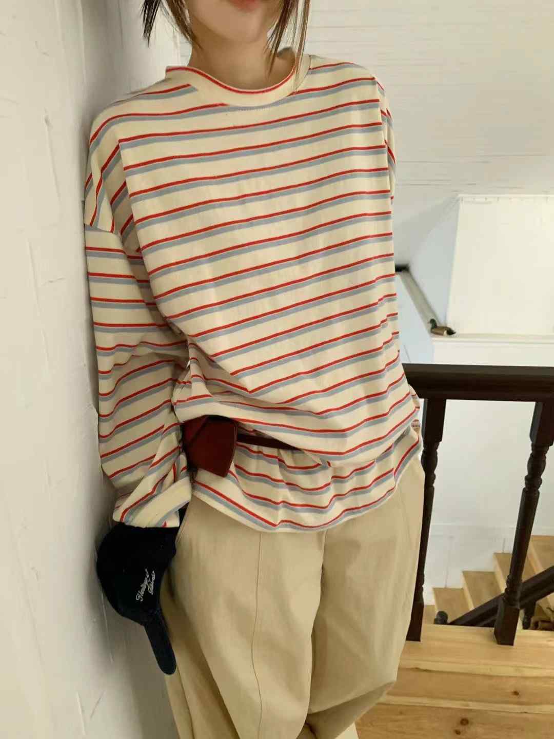 CALLMYNAME韓國代購女裝新品休閑推薦人氣長袖T恤不含腰帶Call my name長袖T恤