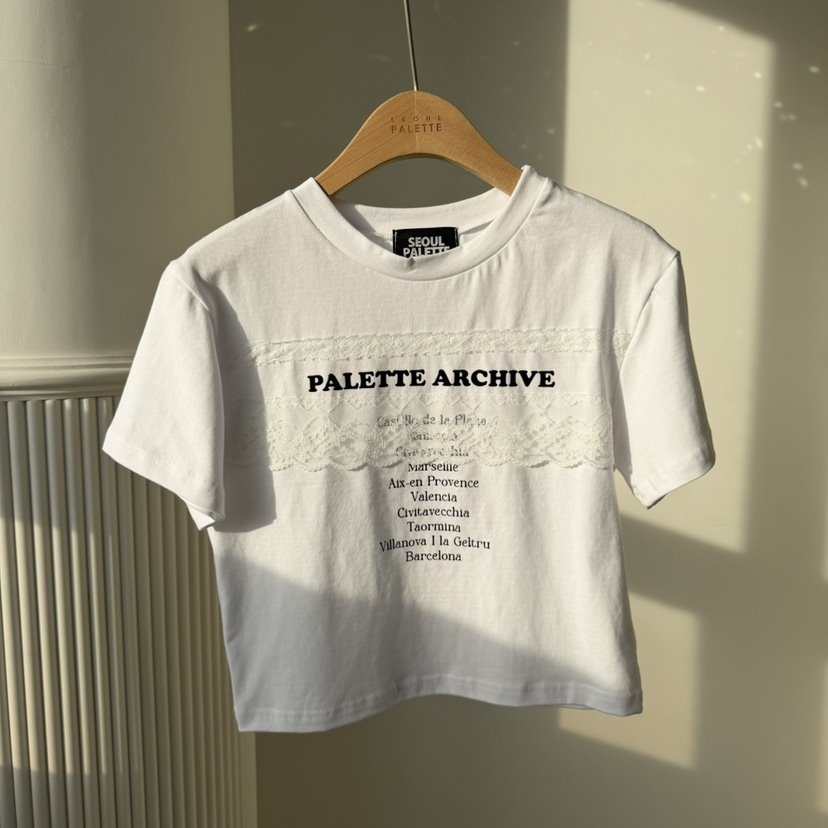 PALETTE-Q東大門實拍女士新品推薦熱賣職業26春夏T恤蕾絲PALETTE-QT恤