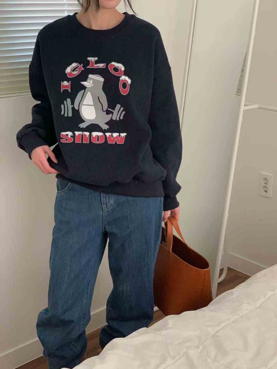 FIVE東大門實拍女士新品人氣26春夏職業休閑真品衛衣羊皮FIVE衛衣