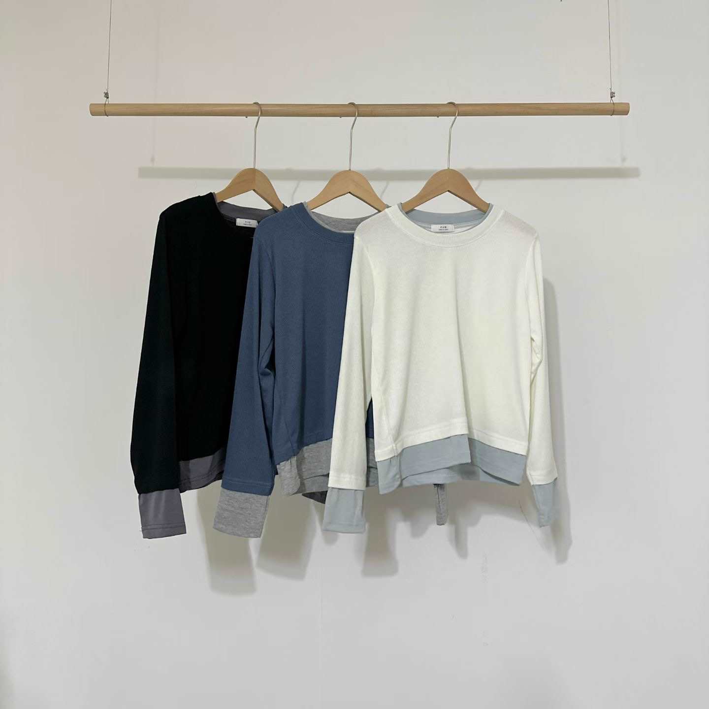 FIVE韓國代購女裝新品休閑時尚人氣推薦真品熱賣26春夏長袖T恤FIVE長袖T恤