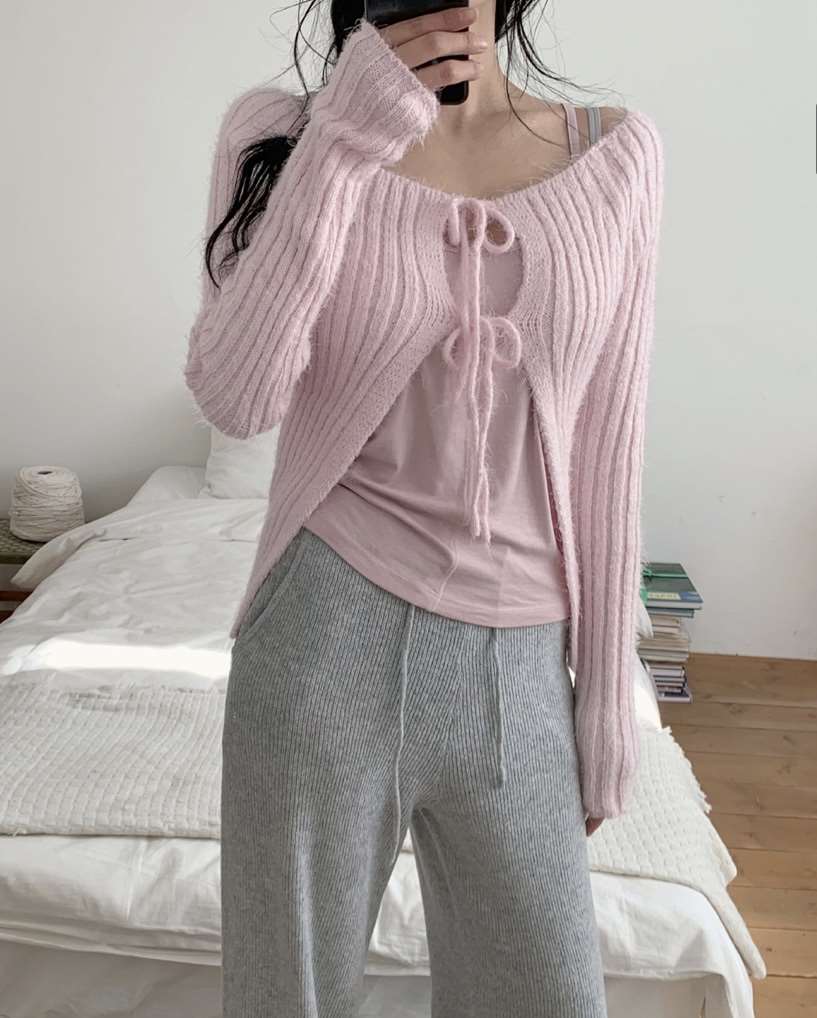 BLACK NOTE韓國直郵女裝新款26春夏熱賣人氣針織衫露肩開衫BLACK NOTE針織衫