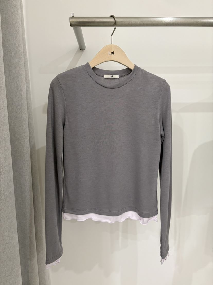 LAI東大門直郵女士新款熱賣真品26春夏時尚長袖T恤荷葉邊Lai長袖T恤