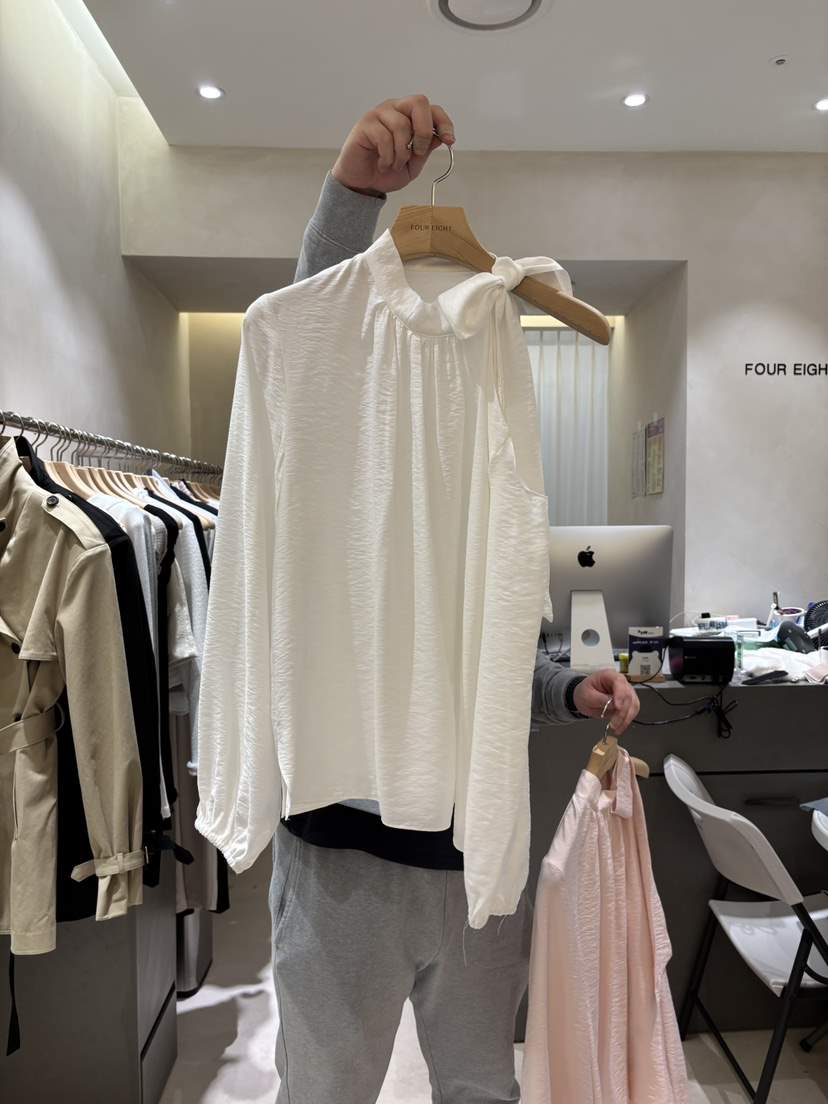 FOUREIGHT韓國直郵女裝新款職業時尚真品26春夏襯衫蕾絲衫系帶FOUR EIGHT襯衫/蕾絲衫