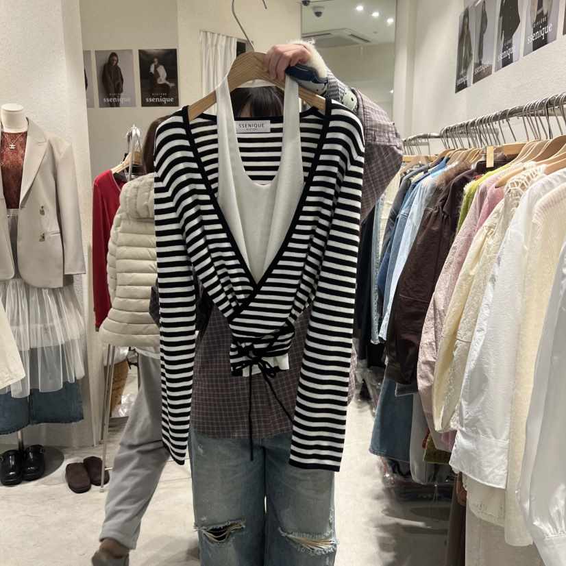 SSEMIENNE東大門代購女裝新品推薦休閑真品長袖T恤假兩件SSENIQUE長袖T恤