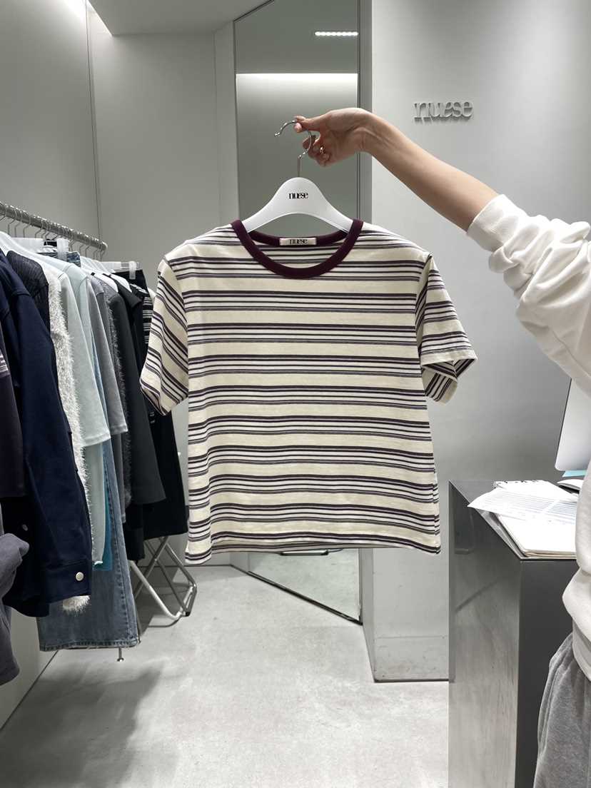 NUESE東大門實拍女士新款人氣推薦休閑熱賣26春夏T恤條紋NUESET恤