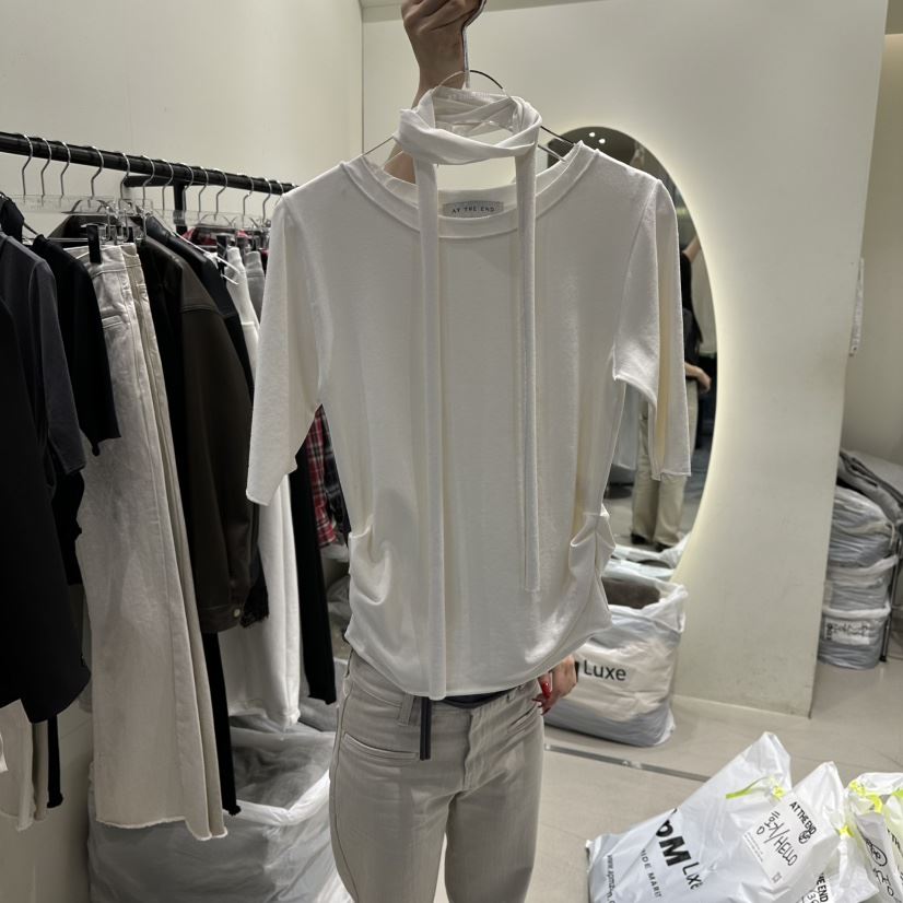 AT THE END東大門代購女士新款人氣推薦熱賣職業T恤含圍巾AT THE ENDT恤