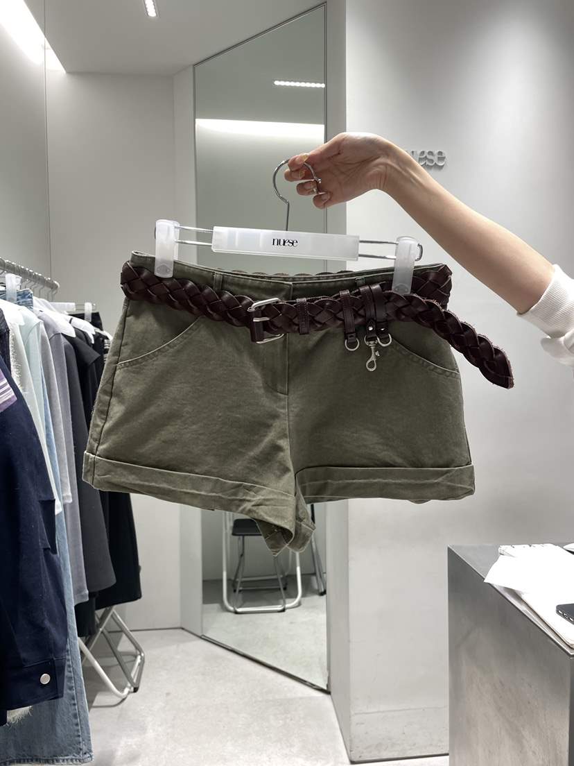 NUESE韓國代購女士新品26春夏休閑時尚人氣短褲不含腰帶水洗NUESE短褲