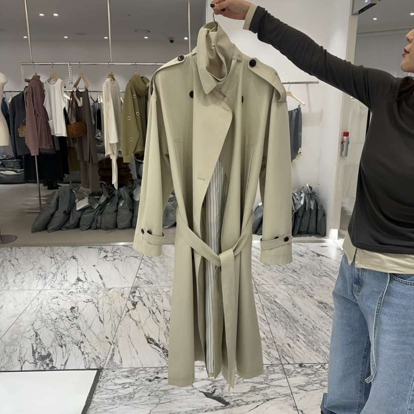 VEREN東大門實拍女士新品推薦職業26春夏熱賣長款風衣含腰帶VEREN長款風衣
