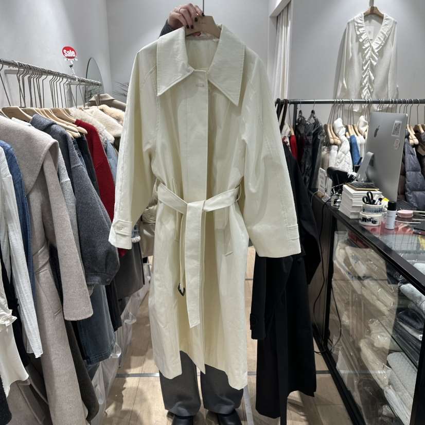 DDAY東大門代購女裝新品真品時尚推薦人氣長款風衣含腰帶DDAY長款風衣