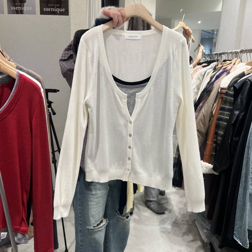 SSEMIENNE東大門直郵女裝新款休閑真品26春夏針織衫假兩件SSENIQUE針織衫