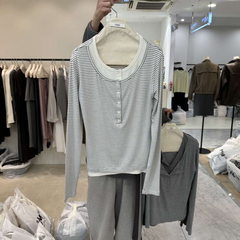 TORRE東大門直郵女士新品推薦人氣休閑熱賣長袖T恤雙排扣TORRE長袖T恤