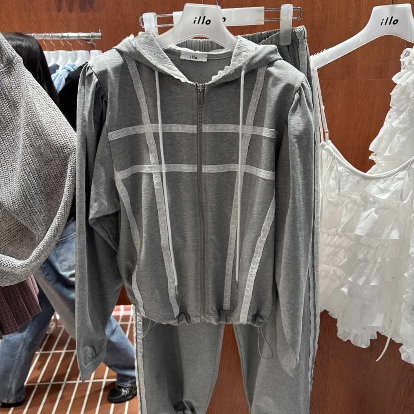 ILLO/MOCI韓國直郵女裝新品時尚熱賣衛衣連帽拉鏈衫流蘇ILLO/MOCI衛衣