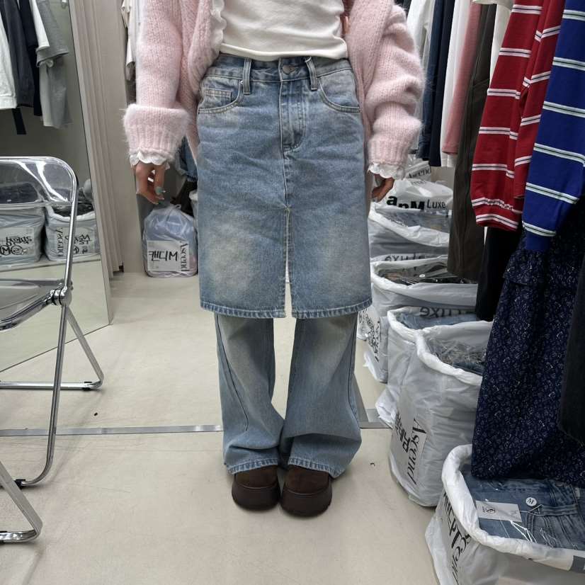 ASCEND東大門代購女裝新款休閑推薦真品時尚人氣牛仔褲雙層ASCEND牛仔褲