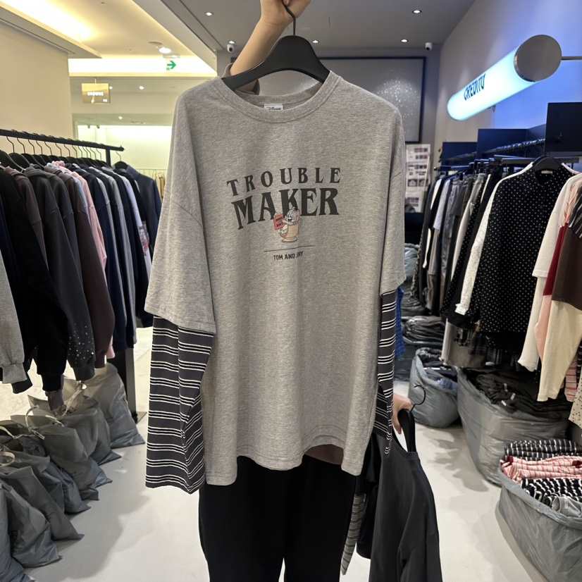 CREDITO東大門直郵女裝新品推薦26春夏時尚長袖T恤假兩件CREDITO長袖T恤